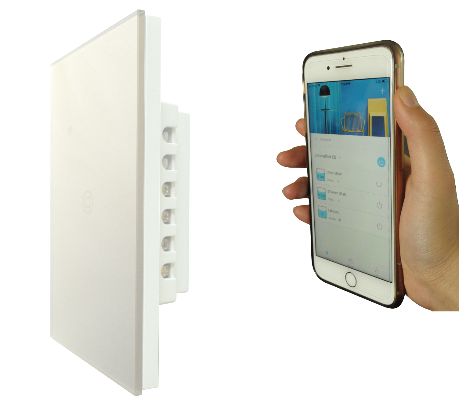 WiFi Smart 110~240V AC Light Wall Switch Work with Alexa Google